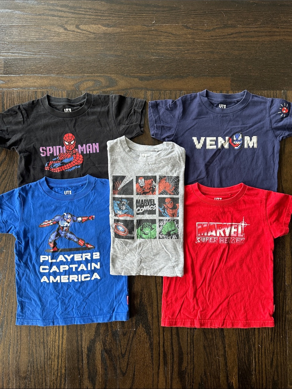 UNIQLO UT x MARVEL SUPER HEROES Kids Graphic (5) Tee Lot Sz 3-4T PreOwned